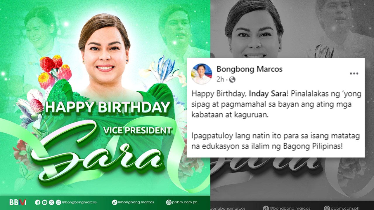 Pbbm Nagpaabot Ng Pagbati Para Sa Kaarawan Ni Vp Sara Duterte Ngayong