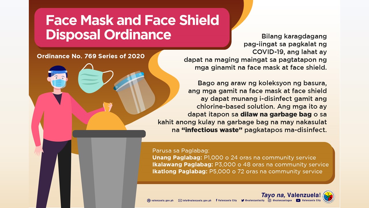 Hindi susunod sa tamang pagtatapon ng face mask at face shield sa