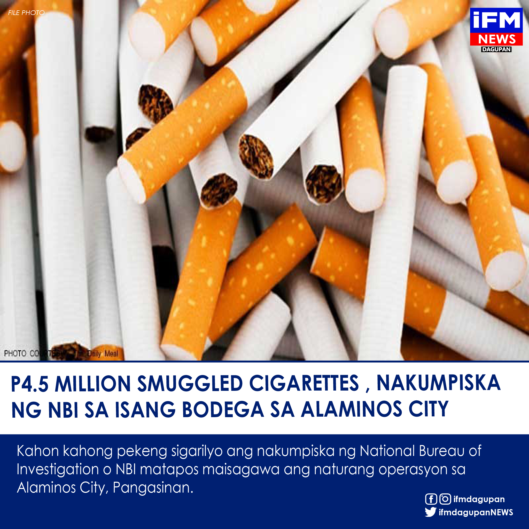 P4.5 MILLION SMUGGLED CIGARETTES, NASABAT NG NBI SA LUNGSOD NG ALAMINOS ...