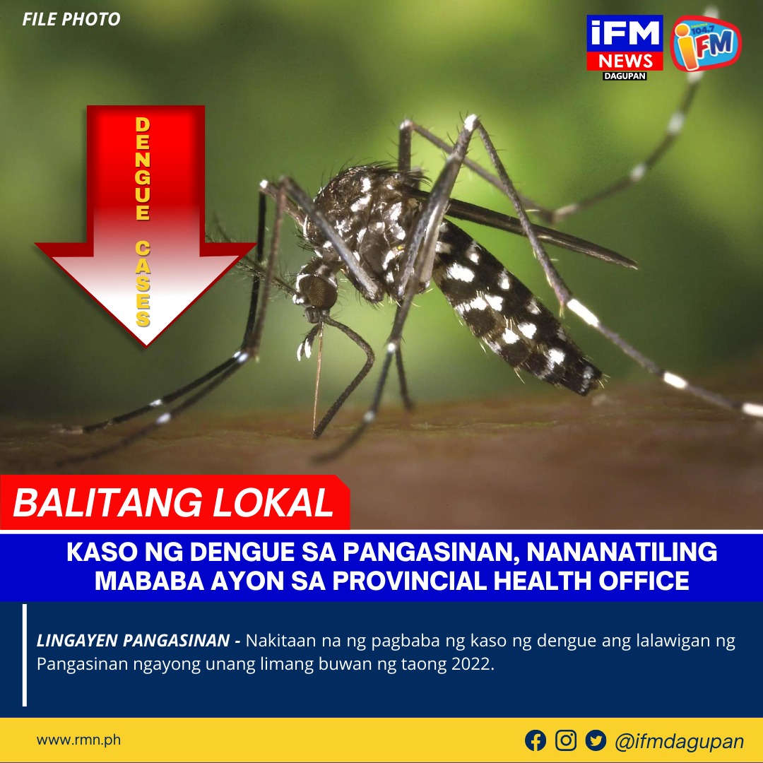 KASO NG DENGUE SA PANGASINAN, NANANATILING MABABA AYON SA PROVINCIAL