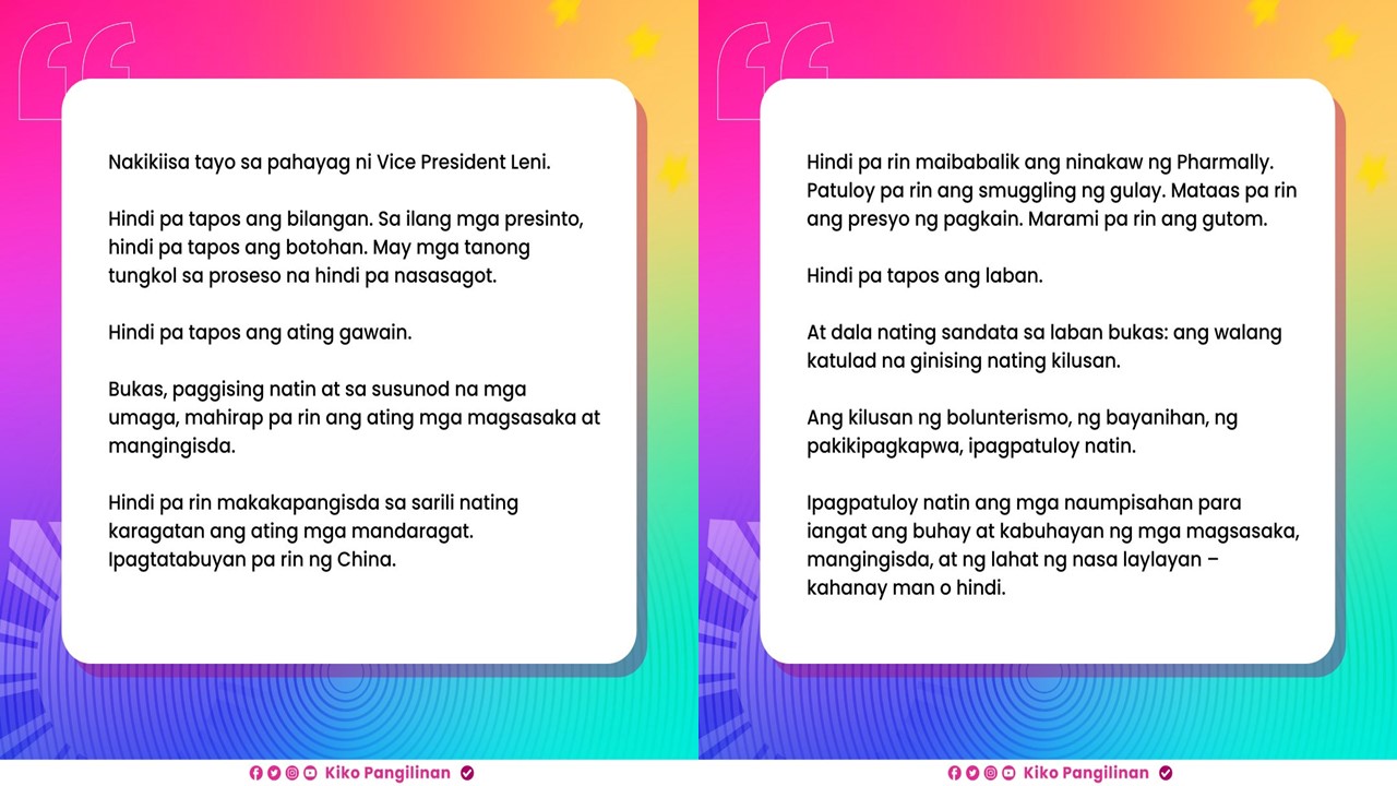 Hindi Pa Tapos Ang Laban, Ayon Kay Senator Pangilinan - RMN Networks