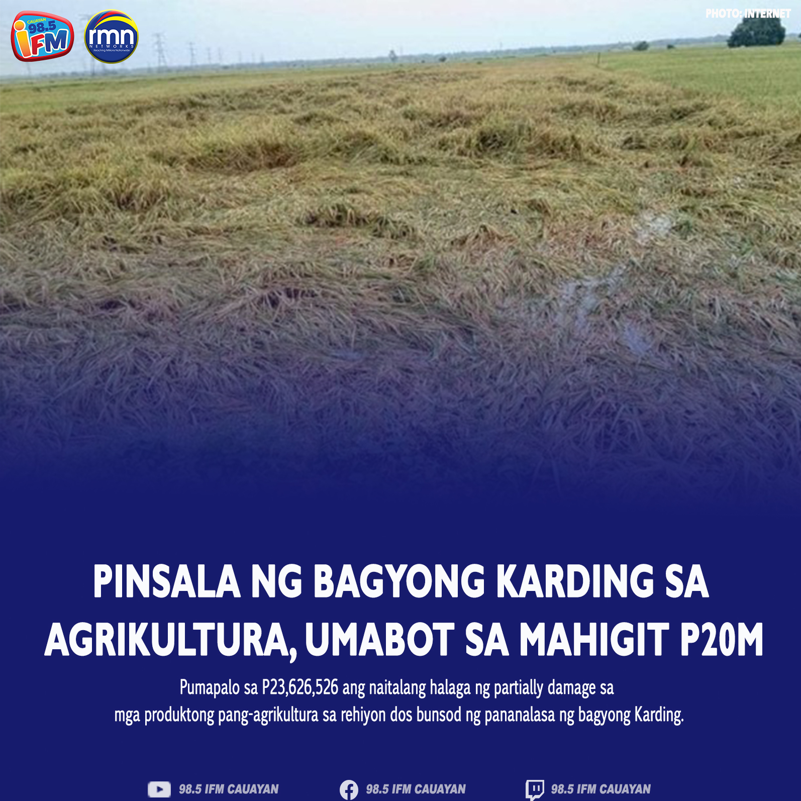 PINSALA NG BAGYONG KARDING SA AGRIKULTURA, UMABOT SA MAHIGIT P20M - RMN ...