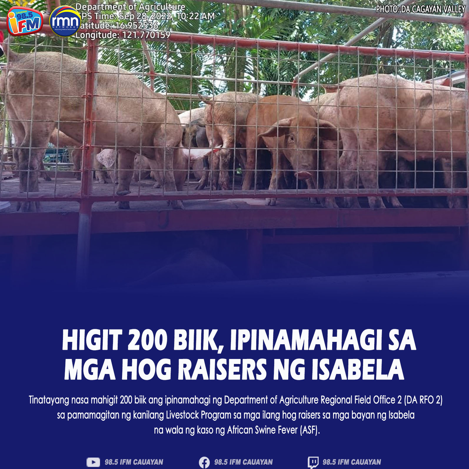 HIGIT 200 BIIK, IPINAMAHAGI SA MGA HOG RAISERS NG ISABELA - RMN Networks