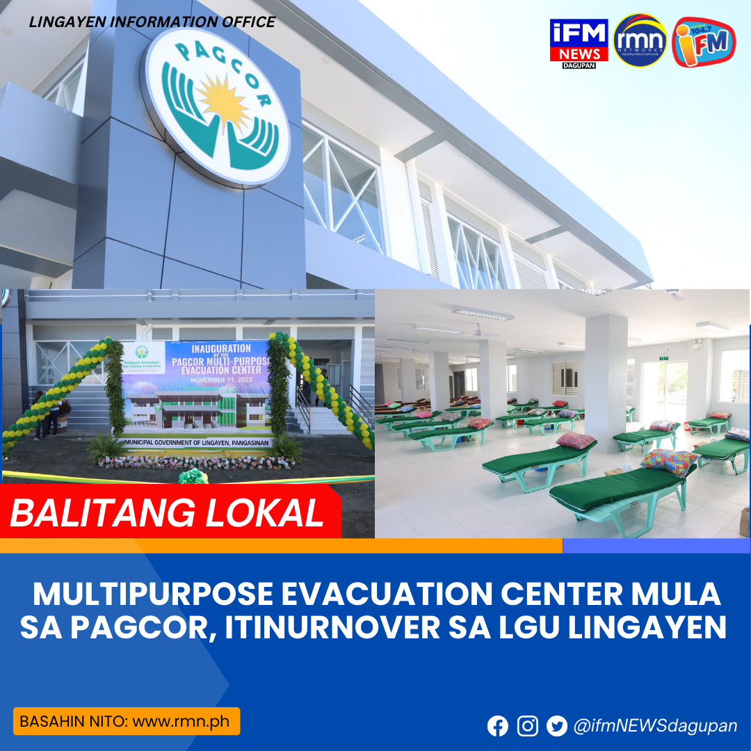 MULTIPURPOSE EVACUATION CENTER MULA SA PAGCOR, ITINURNOVER SA LGU