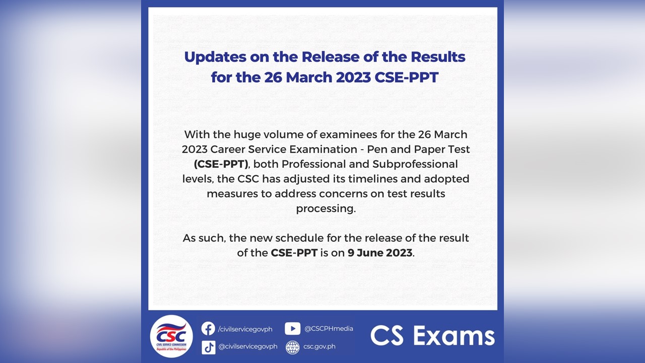 Resulta Ng March Civil Service Exam Ilalabas Sa June Csc Rmn