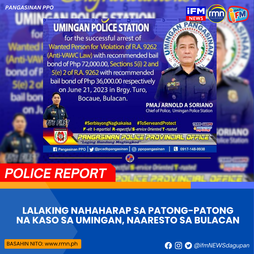 Lalaking Nahaharap Sa Patong Patong Na Kaso Sa Umingan Naaresto Sa