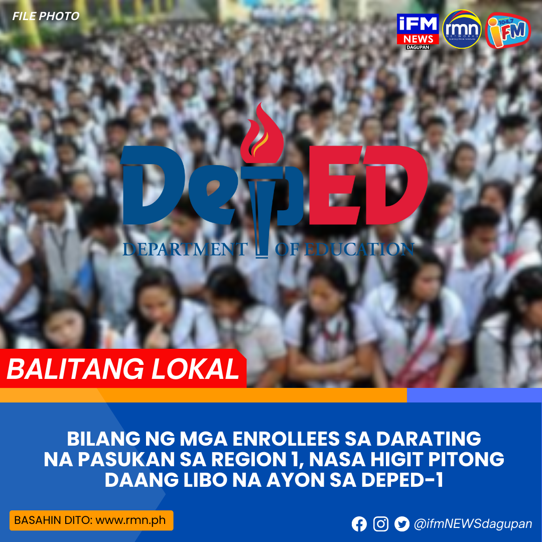 Bilang Ng Mga Enrollees Sa Darating Na Pasukan Sa Region 1 Nasa Higit Pitong Daang Libo Na Ayon 6009