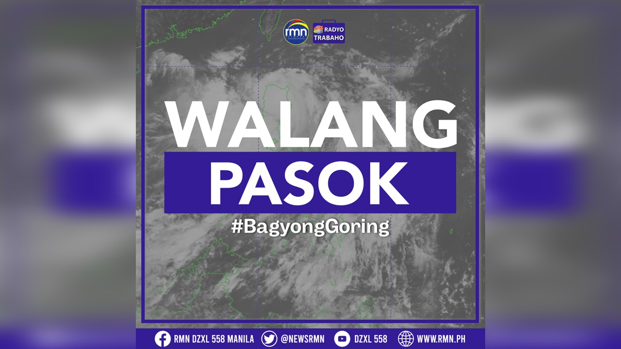 #WalangPasok Sa Ilang Bahagi Ng Bansa Dahil Sa Bagyong Goring - RMN ...