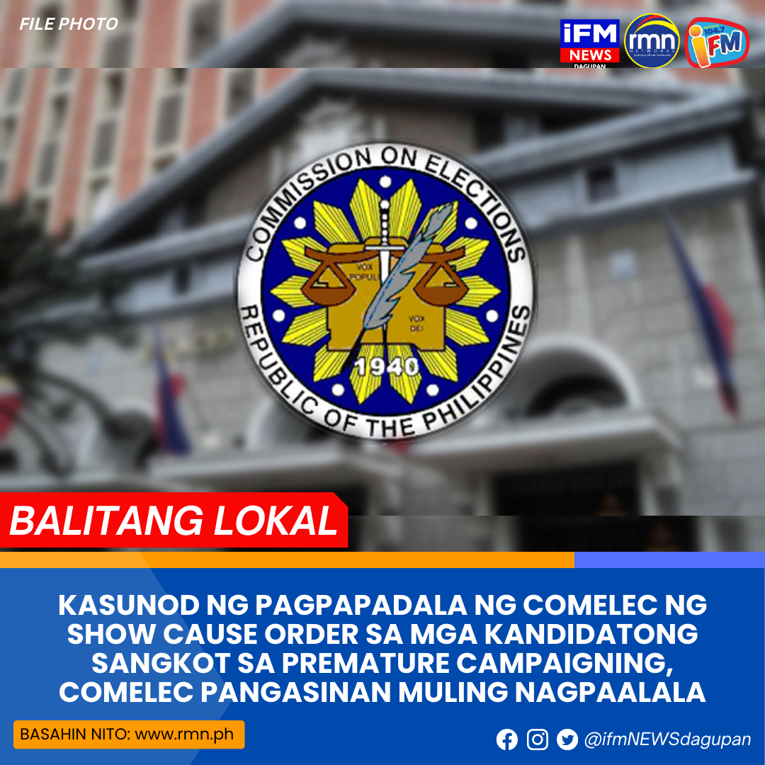 KASUNOD NG PAGPAPADALA NG COMELEC NG SHOW CAUSE ORDER SA MGA ...