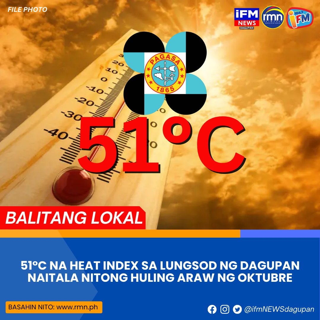 C Na Heat Index Sa Lungsod Ng Dagupan Naitala Nitong Huling Araw Ng Oktubre Rmn Networks