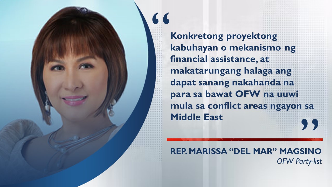 Reintegration plans para sa mga OFWs na maapektuhan ng gulo sa Middle ...